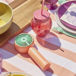 Gobelet en verre avec paille forme cactus ou fraise Ø10xH12,5cm^Gifi Clearance