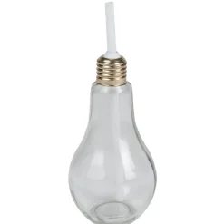 Gobelet en verre forme ampoule avec paille^Gifi Discount