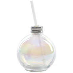 Gobelet en verre forme boule de Noël avec paille^Gifi Outlet