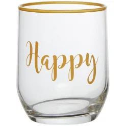 Gobelet en verre inscription Happy bord coloré 31,5 cl^Gifi Outlet
