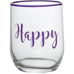 Gobelet en verre inscription Happy bord coloré 31,5 cl^Gifi Outlet