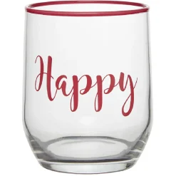Gobelet en verre inscription Happy bord coloré 31,5 cl^Gifi Outlet