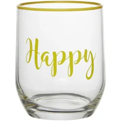 Gobelet en verre inscription Happy bord coloré 31,5 cl^Gifi Outlet