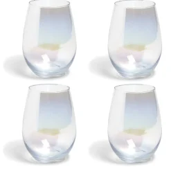 Gobelet en verre irisé ovale x4^Gifi Online