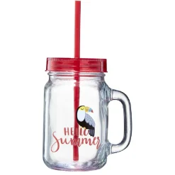 Gobelet en verre motif exotique avec paille 480 ml^Gifi Discount