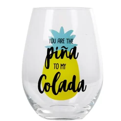 Gobelet en verre style tropical motif pina colada ananas^Gifi Sale