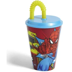 Gobelet enfant avec paille Spiderman Ø9xH16,3cm^Gifi