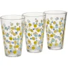 Gobelet haut verre transparent motif citron jaune et bleu 30cl x3^Gifi
