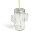 Gobelet 460ml forme cactus avec paille verre transparent^Gifi Hot