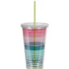 Gobelet plastique et paille bayadère^Gifi Discount