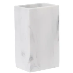 Hot Gifi Gobelet salle de bain céramique blanc effet marbre