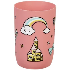 Online Gifi Gobelet salle de bain enfant rose motif château arc-en-ciel