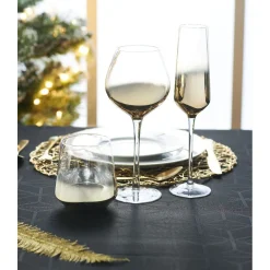 Gobelet transparent et doré en verre^Gifi New