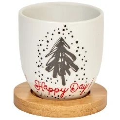 Gobelets café et sous tasse blanc motif noir rouge 11 cl x4^Gifi Hot