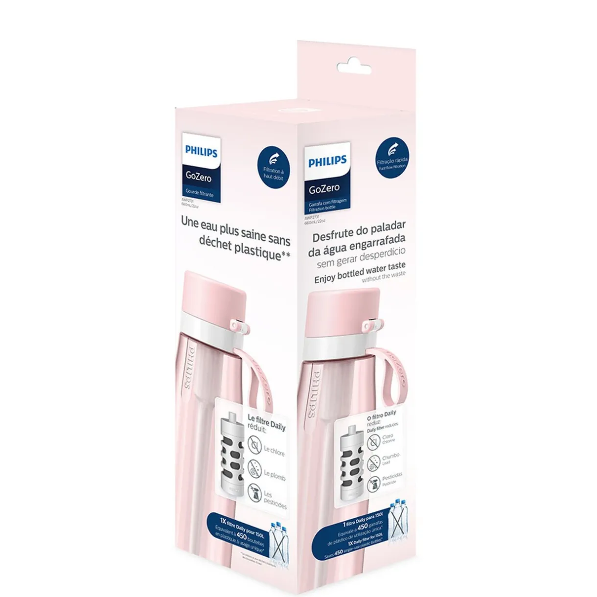 Gourde filtrante Philips Go Zero Daily Rose^Gifi