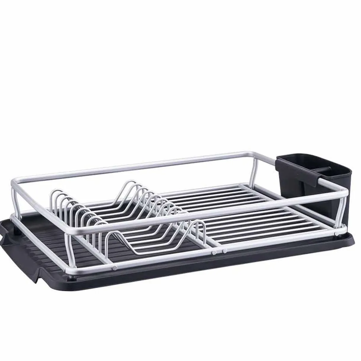 Égouttoir à vaisselle avec porte-couverts gris noir^Gifi Best