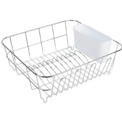 Égouttoir à vaisselle gris avec bac à couvert blanc^Gifi Discount