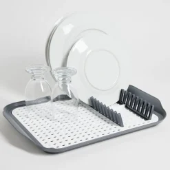 Égouttoir à vaisselle 30,3x41,5x3,8cm plastique gris et blanc^Gifi