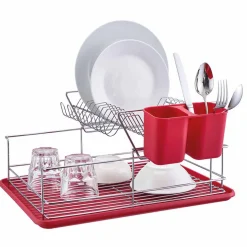 Égouttoir avec plateau et supports couverts rouges 2 niveaux^Gifi Sale