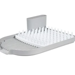 Égouttoir avec plateau picots et bac à couverts amovible gris et blanc^Gifi Discount