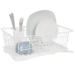 Égouttoir blanc avec bac de récupération et gouttière d'écoulement^Gifi New