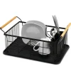 Égouttoir range-couverts poignées bambou plateau noir mat^Gifi Discount