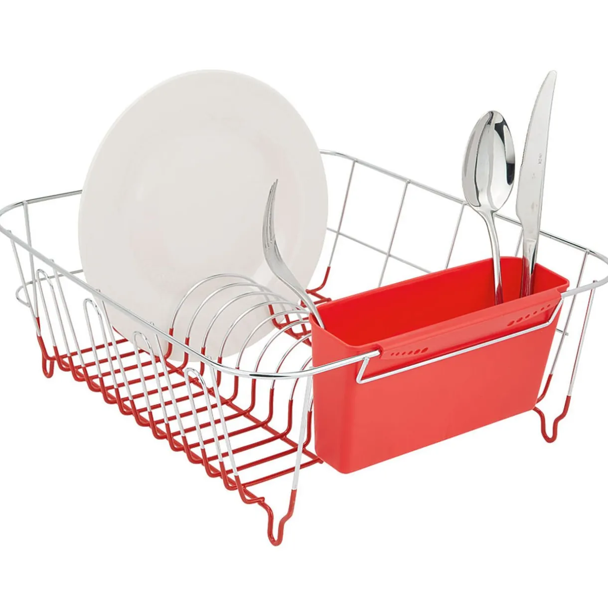 Égouttoir vaisselle base métal gris et rouge^Gifi Outlet