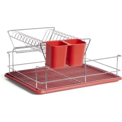 Égouttoir vaisselle base métal gris et rouge^Gifi Best