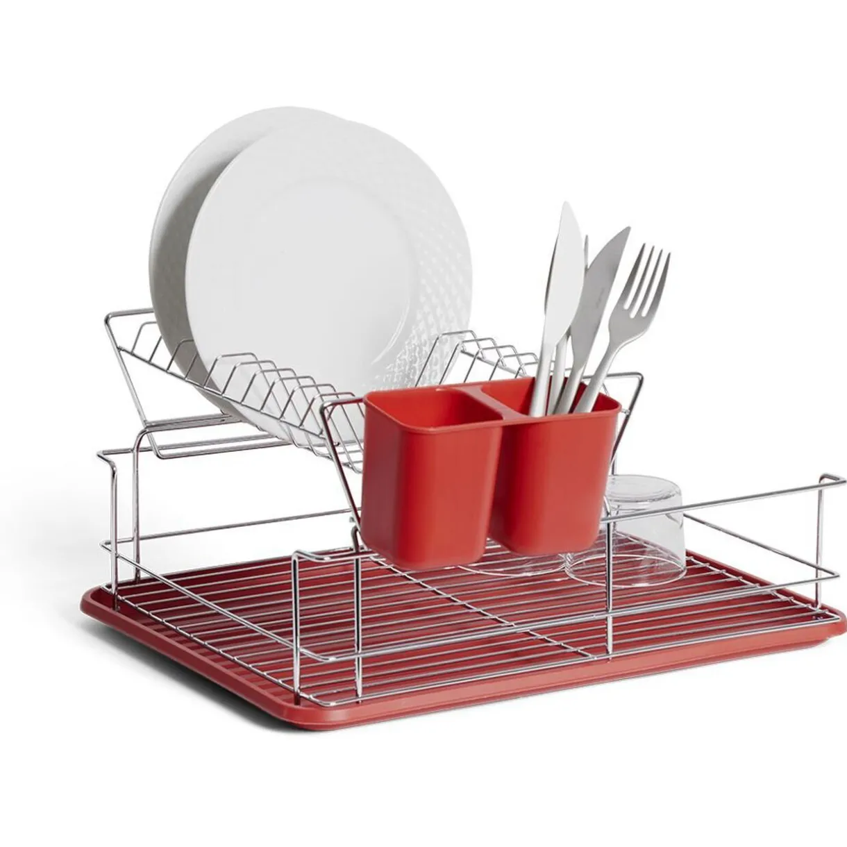 Égouttoir vaisselle base métal gris et rouge^Gifi Best