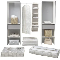 Rangement|Gifi Housse de rangement rectangulaire motif triangle beige et blanc