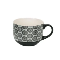 Jumbo en porcelaine motif rosace noir blanc 47 cl^Gifi Outlet
