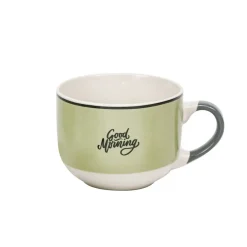Jumbo en porcelaine vert avec inscription "Good Morning" 47 cl^Gifi New