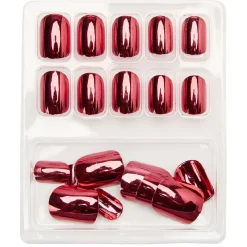 Best Gifi Kit de faux ongles en acrylique rouge effet miroir