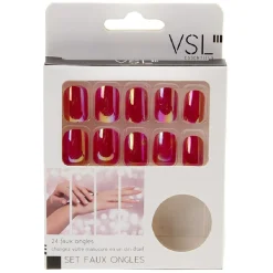 Sale Gifi Kit de faux ongles en acrylique rose foncé effet miroir