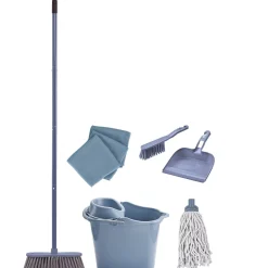 Nettoyage Et Entretien|Gifi Kit de ménage complet bleu 11 pièces