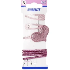 Sale Gifi Kit pince clic clac x3 + élastique rose pailleté x4