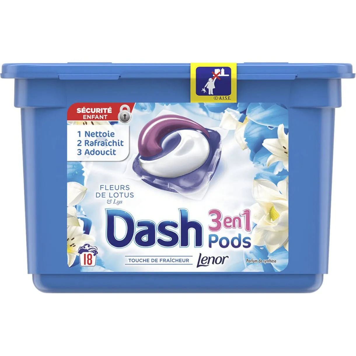 Entretien Du Linge|Gifi Lessive Dash Pods 3 en 1 Fleurs de Lotus et Lys x18