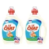 Entretien Du Linge|Gifi Lessive liquide Le Chat peau sensible savon de Marseille 80 lavages 2 x 2L