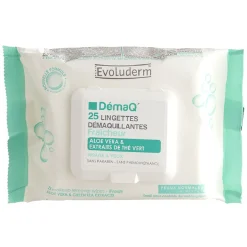 New Gifi Lingette démaquillante Evoluderm Aloé vera thé vert x25