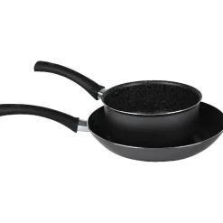 Lot 1 poêle + 1 casserole aluminium effet pierre^Gifi