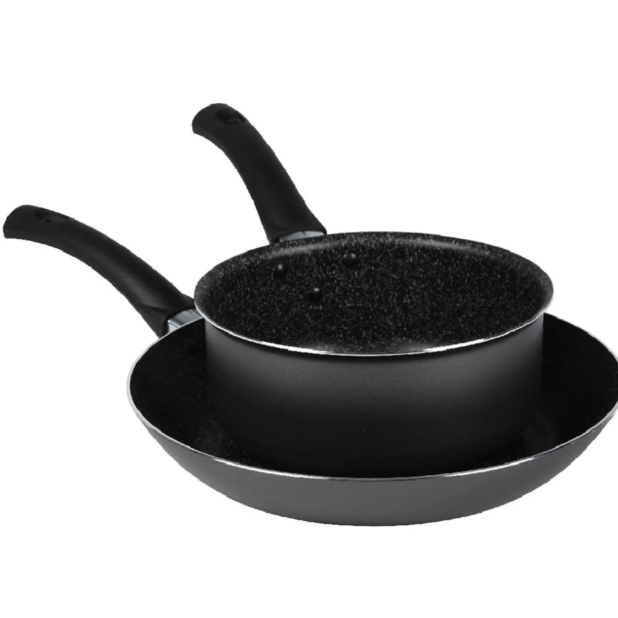 Lot 1 poêle + 1 casserole aluminium effet pierre^Gifi