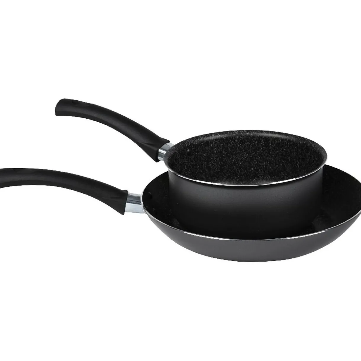 Lot 1 poêle + 1 casserole aluminium effet pierre^Gifi