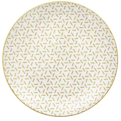 Lot de 4 assiettes à dessert porcelaine motif trait triangle multicolore Ø19cm^Gifi New