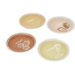 Lot de 4 assiettes à dessert porcelaine design crêpes^Gifi