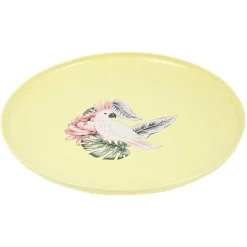 Lot de 4 assiettes plates décor oiseau et feuille^Gifi Clearance