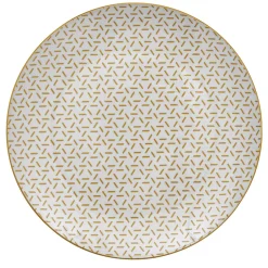 Lot de 4 assiettes plates porcelaine motif trait triangle multicolore Ø24cm^Gifi Clearance