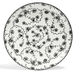 Lot de 4 assiettes plates Ø27cm porcelaine imprimé noir et blanc^Gifi