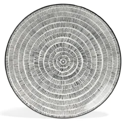 Lot de 4 assiettes plates Ø27cm porcelaine imprimé noir et blanc^Gifi