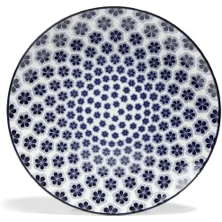 Lot de 4 assiettes plates Ø27cm porcelaine imprimé bleu et blanc^Gifi Hot