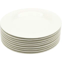 Lot de 10 assiettes rondes plates céramique uni blanc^Gifi Clearance